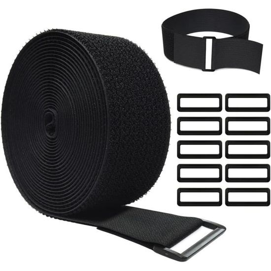 Tiyiyok Sangles De Câble Réglables 10m X 2.5cm Avec 50 Boucles - Attaches Réutilisables