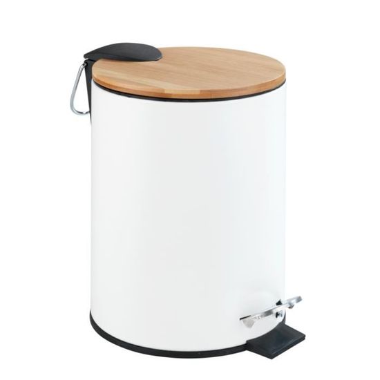 Poubelle Salle De Bain WENKO Aurion 5,5L - Doré Brillant - Couvercle Basculant - 17,2x25,5x17,2 Cm