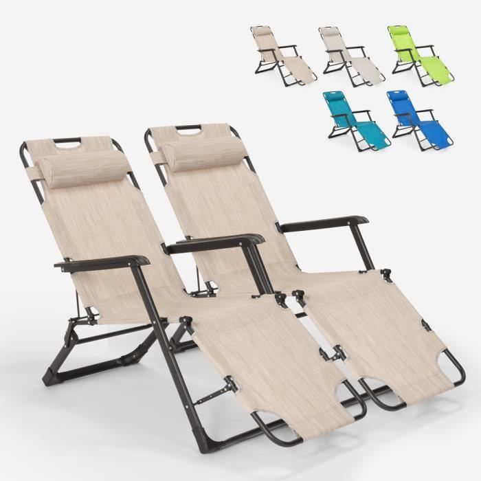 Lot De 2 Chaises De Plage Pour Adultes Pliables, Inclinables Sur 5 Positions Avec Accoudoirs Sangle De Transport Charge De 150 Kg 96798353 Lot De 2 Chaises De Plage Pour Adultes Pliables, Inclinables Sur 5 Positions Avec Accoudoirs Sangle De Transport Charge De 150 Kg 96798353