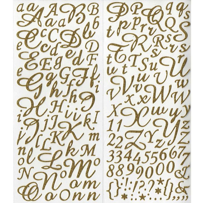 ALPHABET AUTOCOLLANT OR PAILLETÉ Or