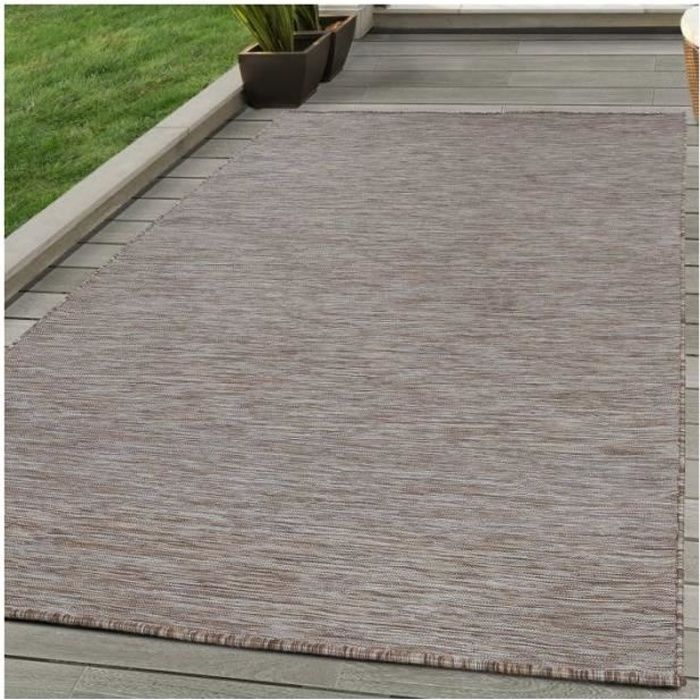 Tapis en sisal Tissu plat Terrasses Intérieur Extérieur moucheté Crème beige marron (160x230 cm)