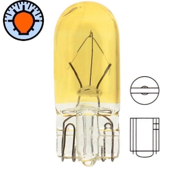 AMPOULE 24V 5W T10 W2.1x9.5D JAUNE W5W WEDGE VERRE VOITURE CAMION CLIGNOTANT TABLEAU DE BORD VOYANT FEU POSITION MOTO