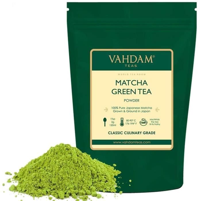 Thé Vert Matcha - Poudre de thé matcha - (100 grammes, 50 tasses) - 100% PURE, Orig. Japonaise - 137x ANTIOXYDANTS - Energie, la Con