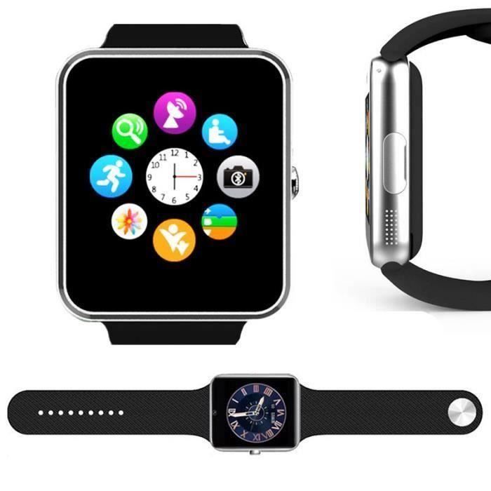 1.54 GT08 BT3.0 Montre Connectée SMS Caméra CE Argentée pour iOS Android PhoneMKK17
