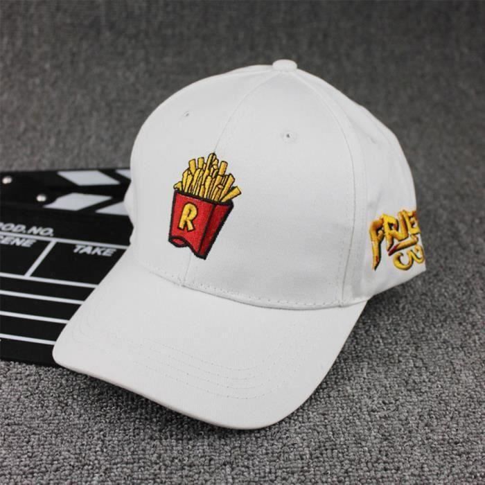 Casquette de Base-Ball Femme Homme Réglable Blanc Chapeau Solaire Hip-Hop Sport Désinvolte Frites MKK23