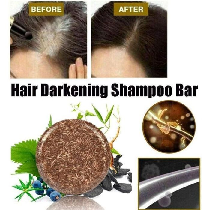 2PCS Barre de shampooing assombrissant, shampooing contre la perte de cheveux,shampooing pour la croissance des cheveux solide