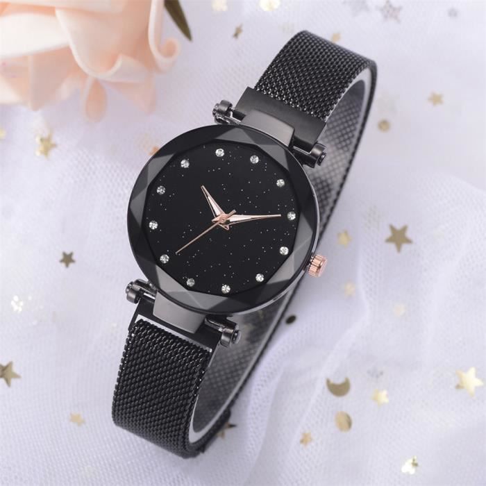 HURRISE montre-bracelet Montre-bracelet de montre à quartz à bracelet magnétique pour femmes décontractées avec décoration en