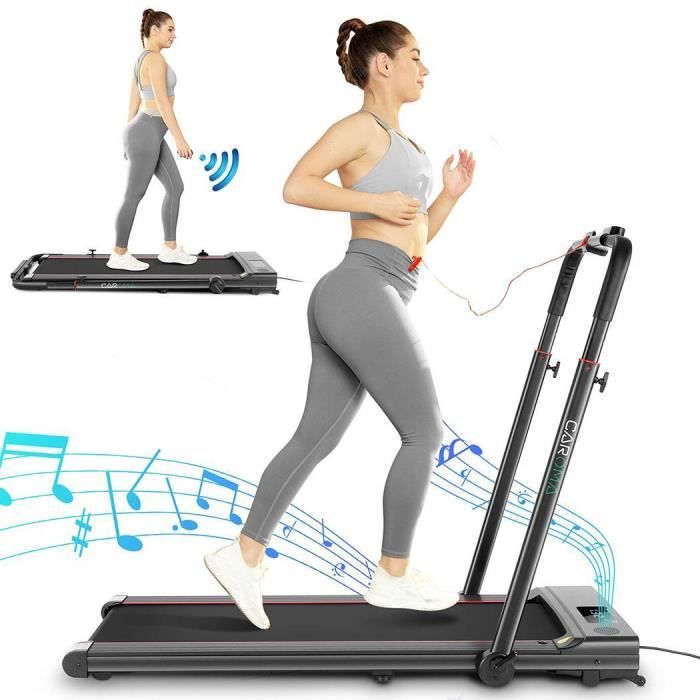 Tapis de Course-Roulant Pliable électrique-Contrôle APP-Moteur 2,0 CV-Vitesse 1-12KM/H-écran LED-Haut-parleur Bluetooth