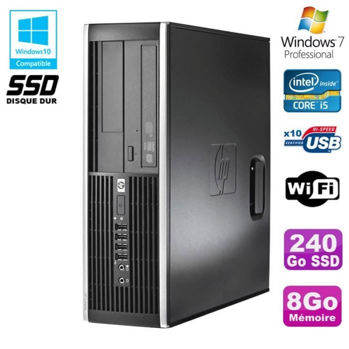 PC HP Elite 8300 SFF Core I5 3470 3.2GHz 8Go 240Go SSD Graveur USB3 Wifi W7
