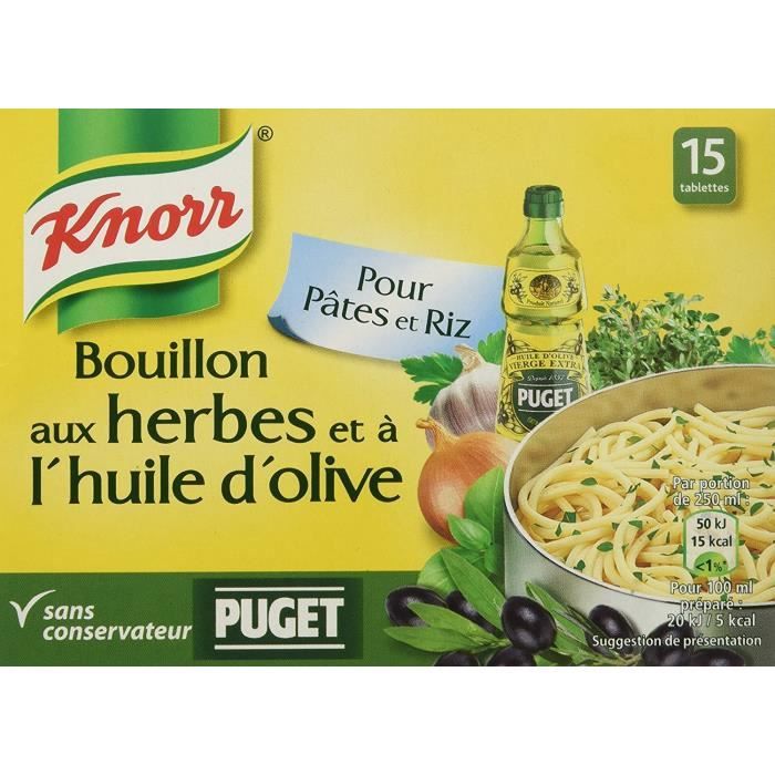 Knorr Bouillon Herbes Et Huile d'Olive Puget 15 Cubes 150g - Lot de 4