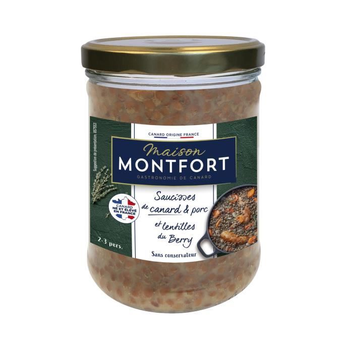 MAISON MONTFORT Saucisses fines de canard et aux lentilles - 750 g
