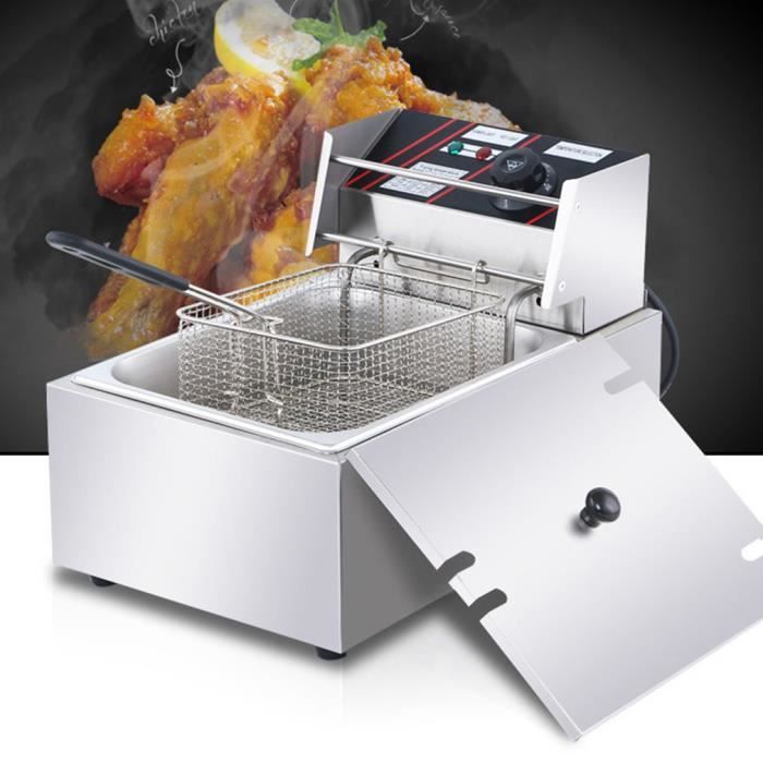 Friteuse Professionnelle Filtra 10L 2500W Frites Poulet Capacité, Amovible Thermostat Réglable Inox