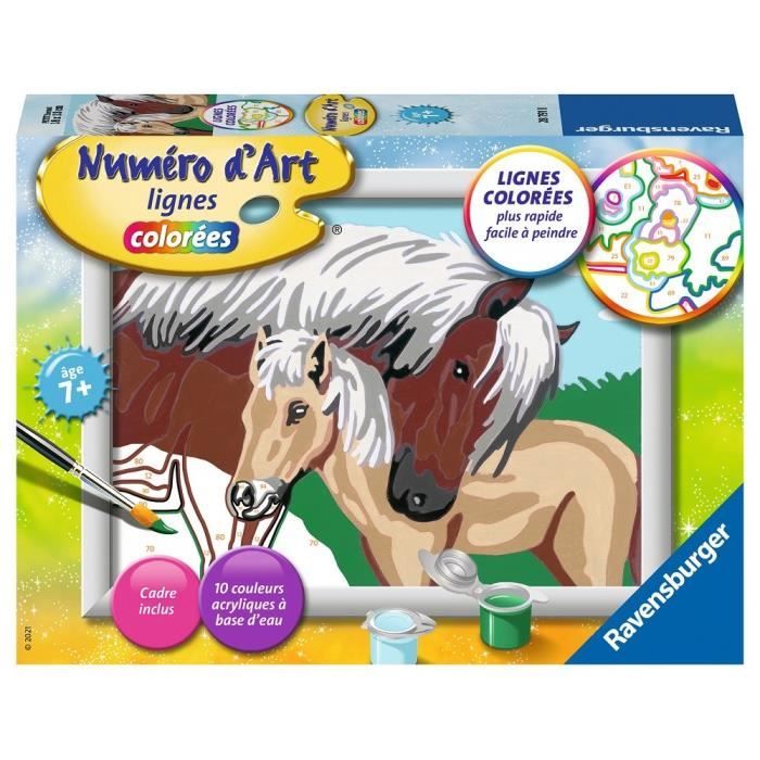 Numéro d'art - petit format - Jument et son poulain - Ravensburger - Kit complet de Peinture au numéro - Dès 7 ans