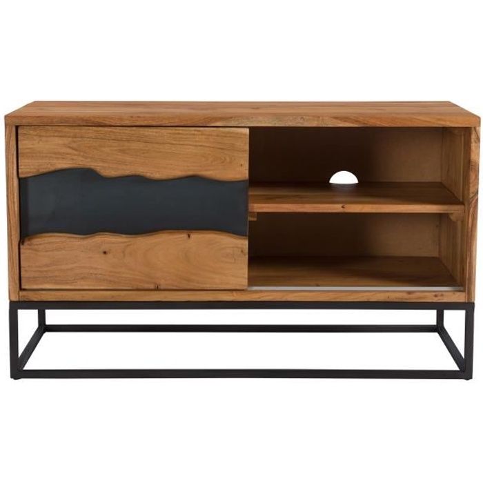 Meuble TV Alabama en bois et métal noir
