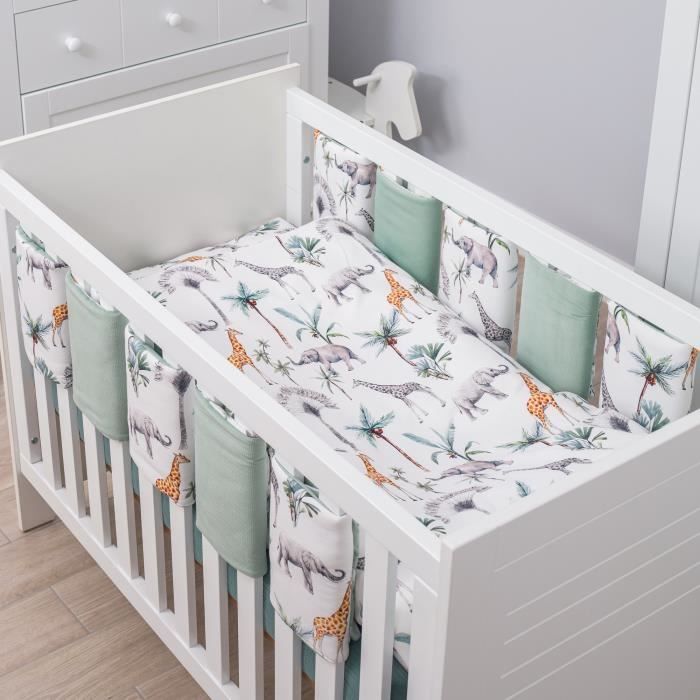 Tour de lit modulable et réversible, SAFARI Multicolore Pour lit bébé de 60x120 ou 70x140 cm