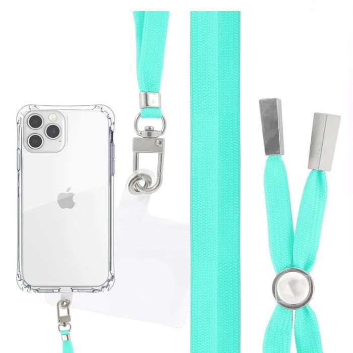 Tour de cou et cordon telephone universel vert turquoise