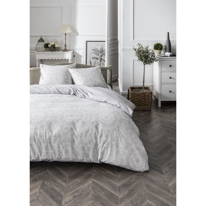 TODAY Parure de lit Mawira 1.5 - 1 housse de couette 220 x 240 cm et 2 taies d'oreiller 63 x 63 cm - 100% coton - Blanc TODAY