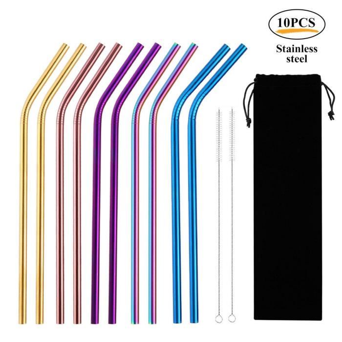 UMIWE Paille en Inox 215mm 10 Pièces Multi-couleurs