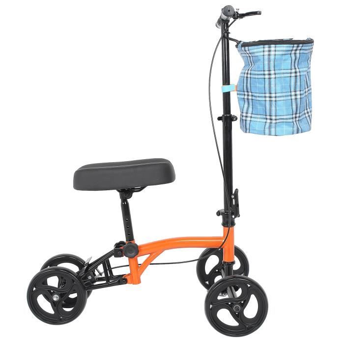 Déambulateur Léger Pliable, Déambulateur Pliant de 4 Roues, Marcheur de Genou, Rollator Walker à Genoux, Genou Scooter avec ABI16