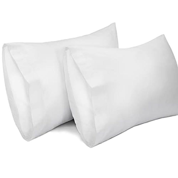 Lot De 2 Taies D'Oreiller 50x70 Cm - 100% Coton, Blanc, Oeko-Tex