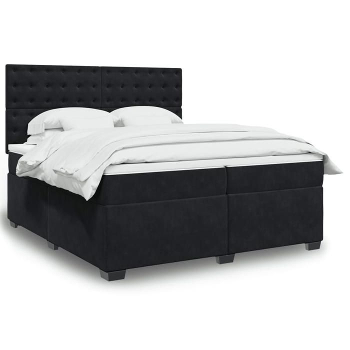 vidaXL Sommier à lattes de lit et matelas Noir 200x200 cm Velours 3291016