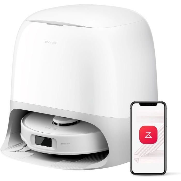 Roborock Qrevo Curv S5X Robot Aspirateur Laveur 17 000 Pa Anti enchevêtrement Brosse et Serpillière Extensibles 75℃ Lavage