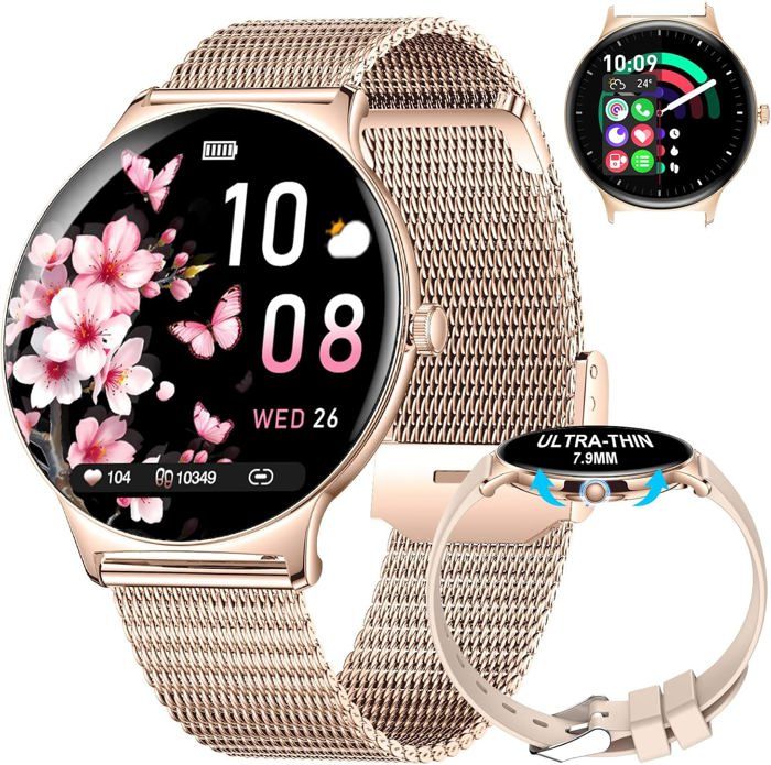 Montre Connectée Femme Avec Appel Bluetooth Pour Android Ios 1 43 Amoled Fitness Tracker Avec Sommeil/Fréquence Cardiaque Podo