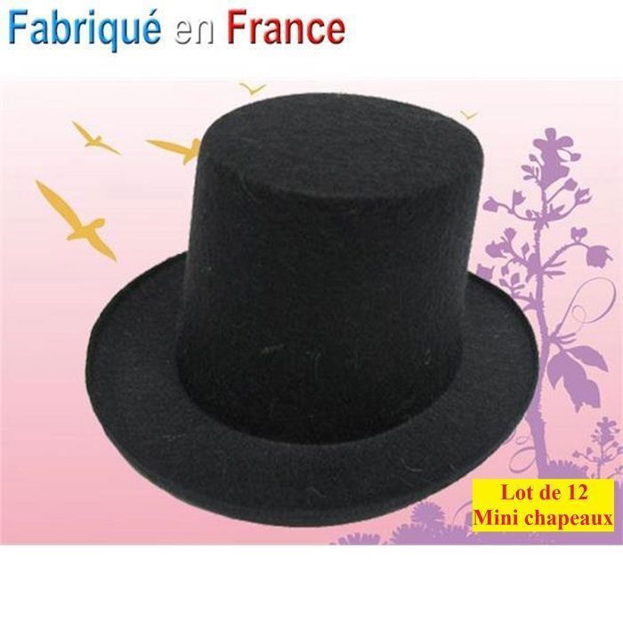 Lot de 12 mini – chapeaux Haut de forme noir Lot de 12 mini – chapeaux Haut de forme noir