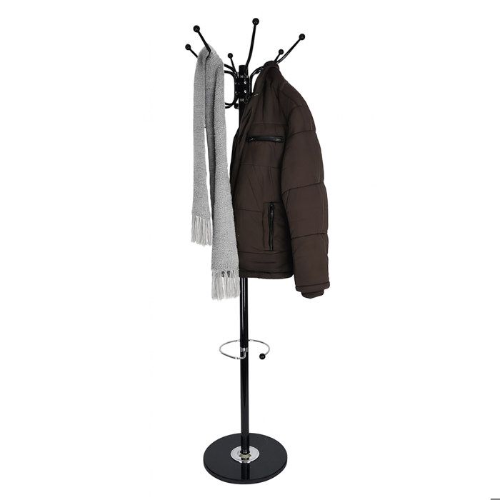 Porte-manteau Relaxdays porte-parapluies 16 crochets H x P : 176 5 x 36 5 cm socle marbre noir