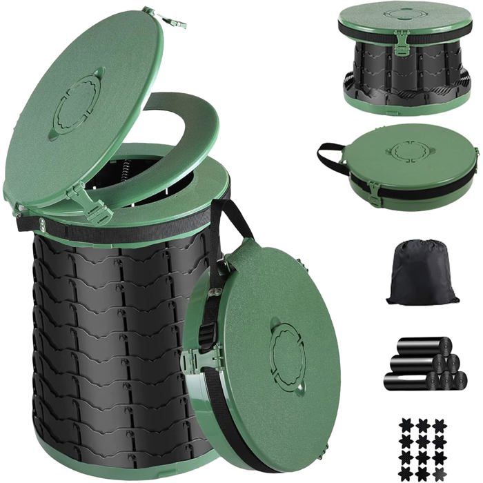 Toilette Portable Pliable Pour Adultes - Hauteur 16.5 Pouces (42 Cm) - Camping, Randonnée, Urgence - Neuf
