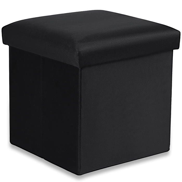 Pouf Pliant Cortona M En Velours Bleu Marine - 30x30x30 Cm, Rangement Intégré 19L, Charge 100 Kg - Idéal Salon, Chambre, Entrée - 12