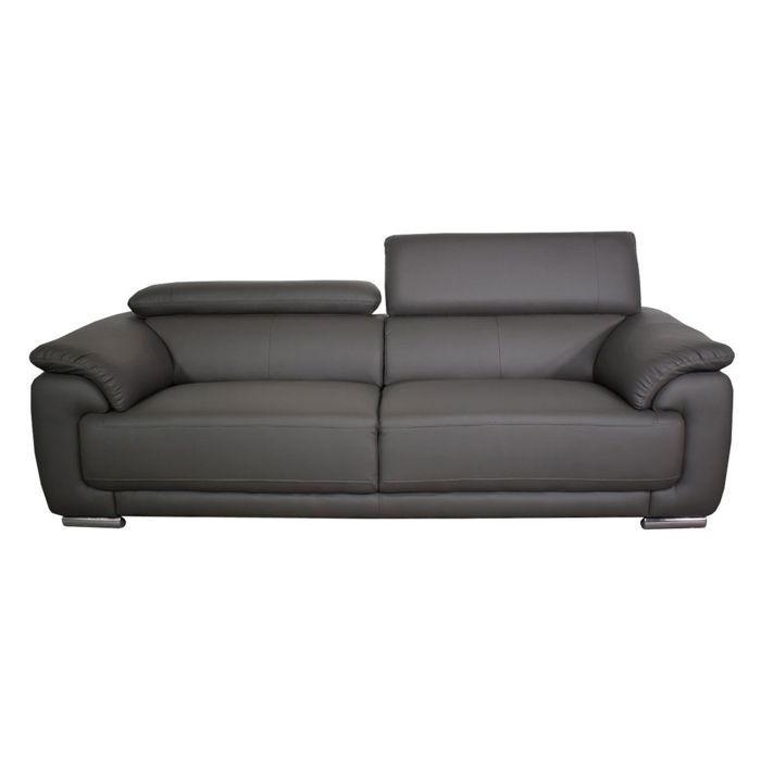 Canapé 2 places en cuir gris MARJORIE - Angle Droit Canapé 2 places en cuir gris MARJORIE - Angle Droit