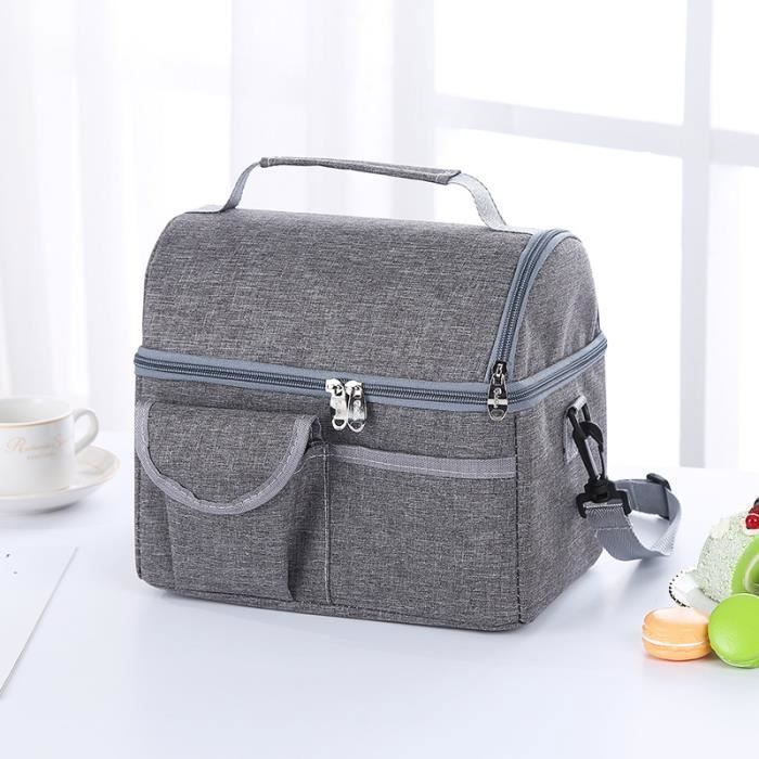 Sac Isotherme 8L Sac Repas Imperméable 2 Compartiments Grand Capacité Sac Déjeuner à Bandoulière Détachable & Réglable Label
