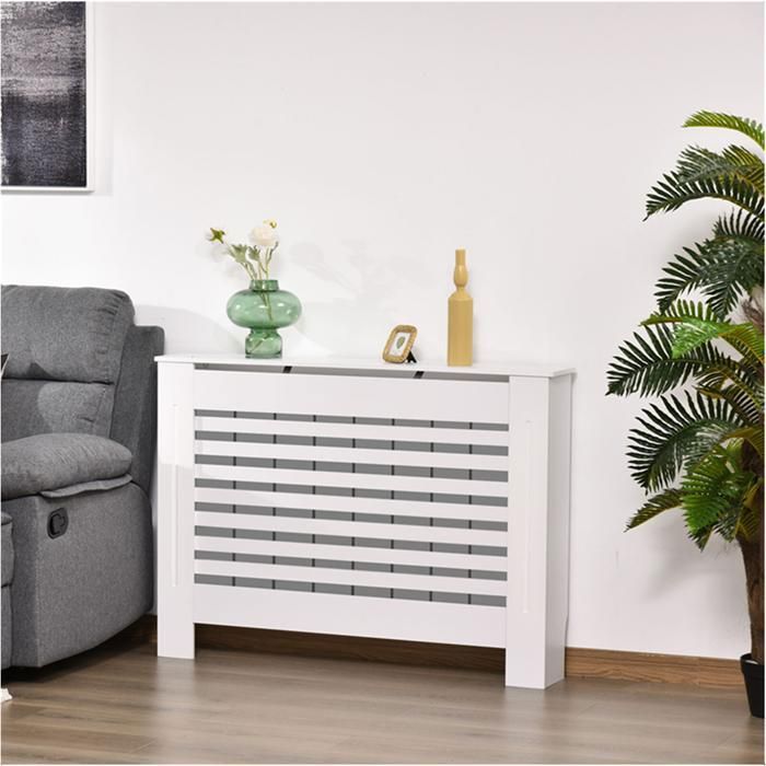 Cache Radiateur Blanc Bois - Grille Couvercle Radiateur en MDF Couvre Radiateur Armoire - 111x19x92cm Horizontal