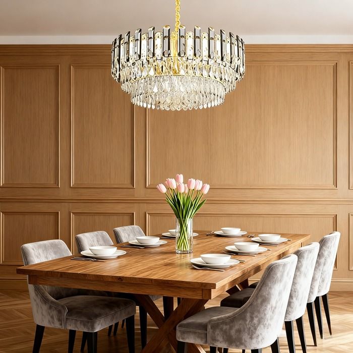 Lustre Suspension en Cristal - Plafonnier Lampe - Luminaire pour Salle à Manger Salon chambre