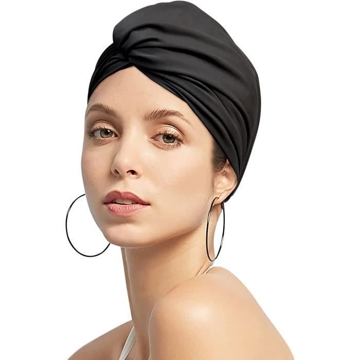 Bonnet de Bain Turban de Natation en Tissu Plissé - Marque - Noir - Adulte - Mixte - Natation Noir