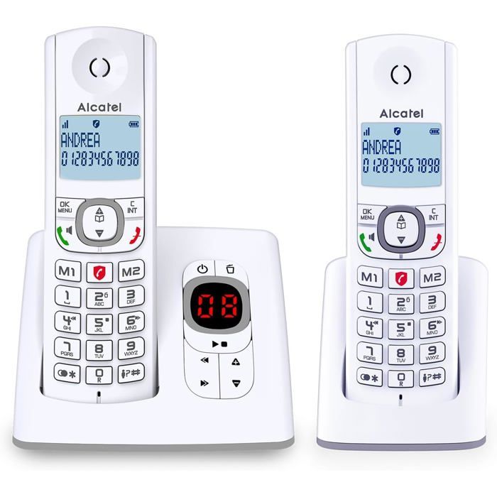 Téléphone Fixe Sans Fil Alcatel E260 Rouge - DECT Compact, Grand Écran, Mains Libres Et Blocage Appels