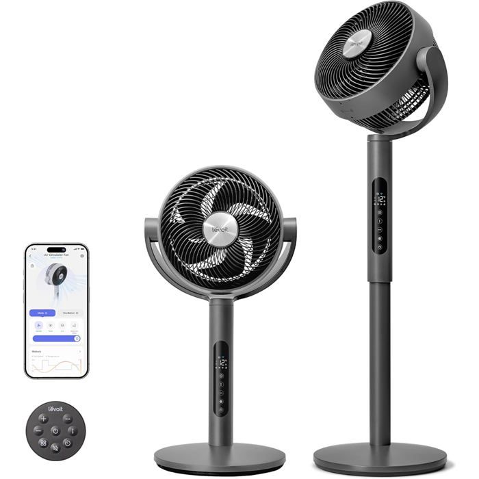 LEVOIT LPF-R432S Ventilateur sur pied silencieux 20 dB – 30W DC Wi‑Fi 12 vitesses télécommande & app - Levoit