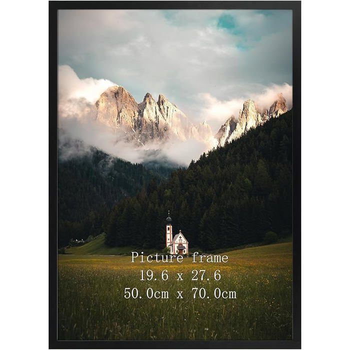 Cadre photo aluminium noir 50x70 cm – Pour photos et puzzles décoration de salon moderne CADRE PHOTO