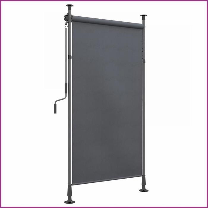 Markise Verticale Balkon - Outsunny - Hauteur Ajustable 220-310cm - Manivelle - Polyester Imperméable - Gris Foncé
