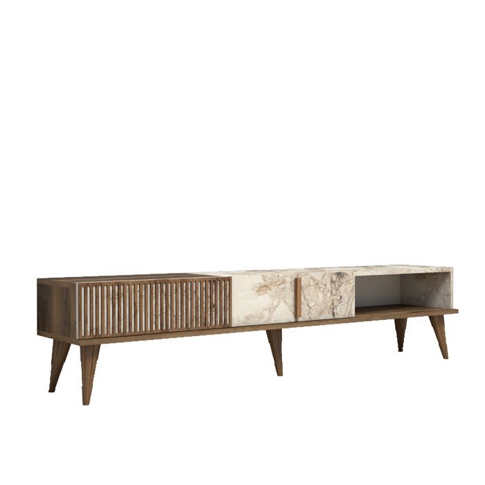 Meuble TV en bois Milan - 180 x 35 x 40 cm - NoyerBlanc
