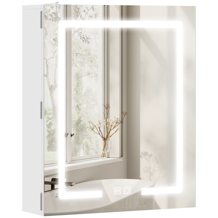 Armoire murale salle de bain - HOMCOM - miroir et éclairage LED anti-buée - MDF - 50 x 15 x 60 cm - blanc Armoire murale salle de bain - HOMCOM - miroir et éclairage LED anti-buée - MDF - 50 x 15 x 60 cm - blanc