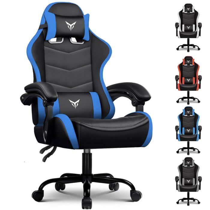 Chaise Gaming Ergonomique avec Support Lombaire et Appui Tête Réglables Fauteuil de Bureau - vue 2