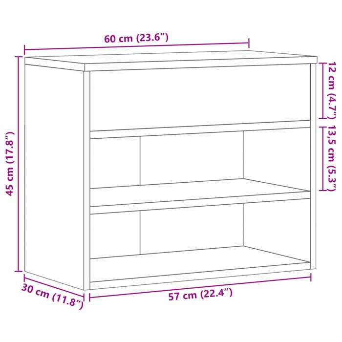 Remise 2026®Meuble Entrée Brun - Banc à chaussures - Bonne ventilation - Chêne fumé - 60x30x45cm - Bois dingénierie 363 5865117