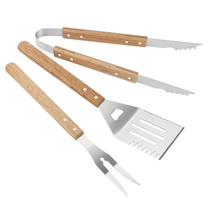 ustensiles de barbecue : pinces de cuisine spatule et fourchette en métal. Ustensiles robustes en acier inoxydable pour barbecue