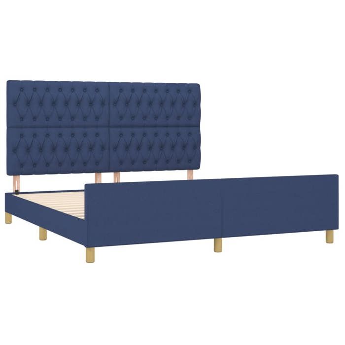 Structure de lit double(1 pc) - VIDAXL - Montage Facile - sans matelas - et tête de lit - bleu 180x200 cm tissu L2009