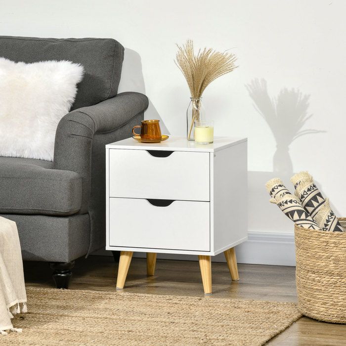 MOTHINESSTO1218-Table de chevet table de nuit avec 2 tiroirs style scandinave pour chambre à coucher salon 40 x 35 x 50 5 cm bla