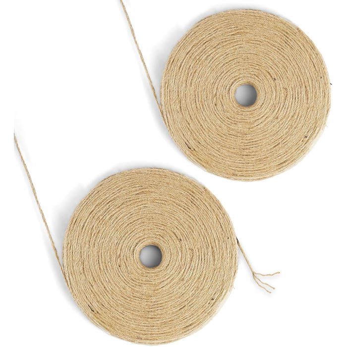 Corde de Jute Tressée 3 Brins - 270m x 2mm - Pour Griffoir Chat et Jardinage