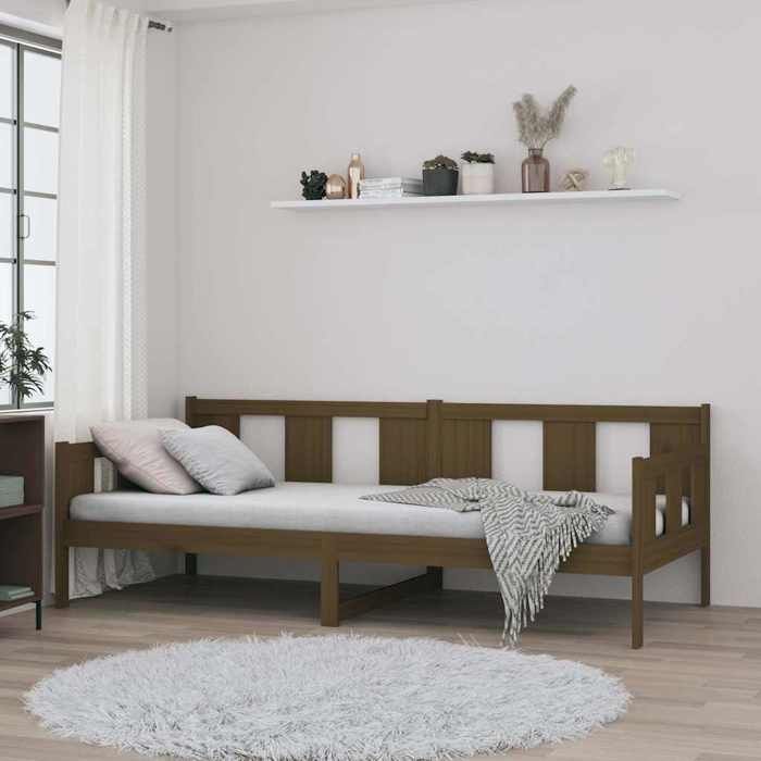 Structure de lit 90x190cm VIDAXL CHIC Lit de jour pour salon sans matelas marron miel bois pin massif L6552