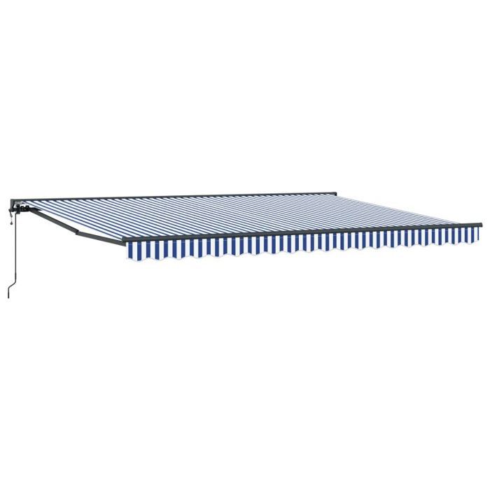 Store - store banne Vidaxl Auvent rétractable électrique Bleu Blanc Anthracite 4 × 35 m